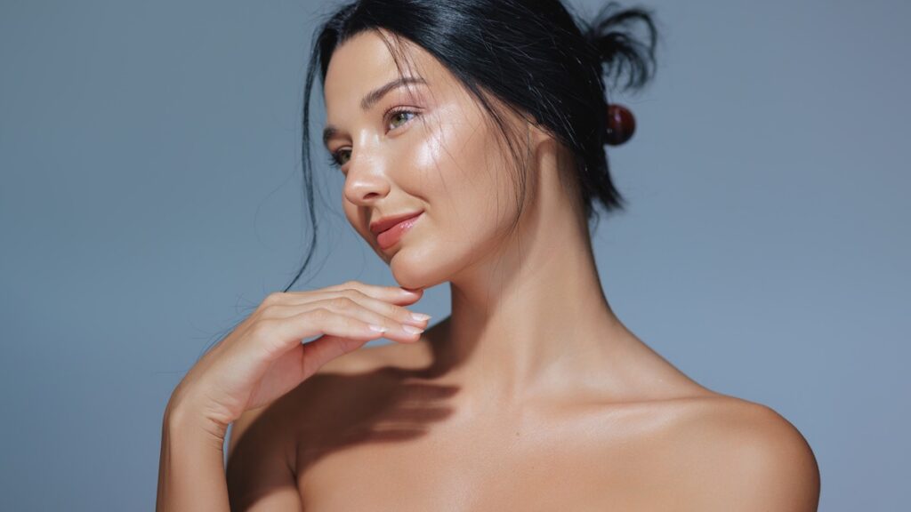 Close-up of clear, even skin tone after a chemical peel treatment at Virtual Skin Spa in Jericho, Long Island