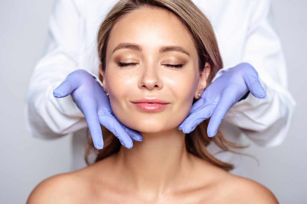 Close-up of smooth, glowing skin immediately after a HydraFacial treatment at Virtual Skin Spa in Jericho, Long Island